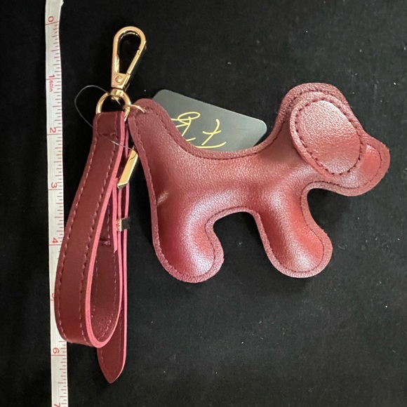 FB Leather Dog Bag Charm or Keychain - Burgundy, NWT - Picture 2 of 5